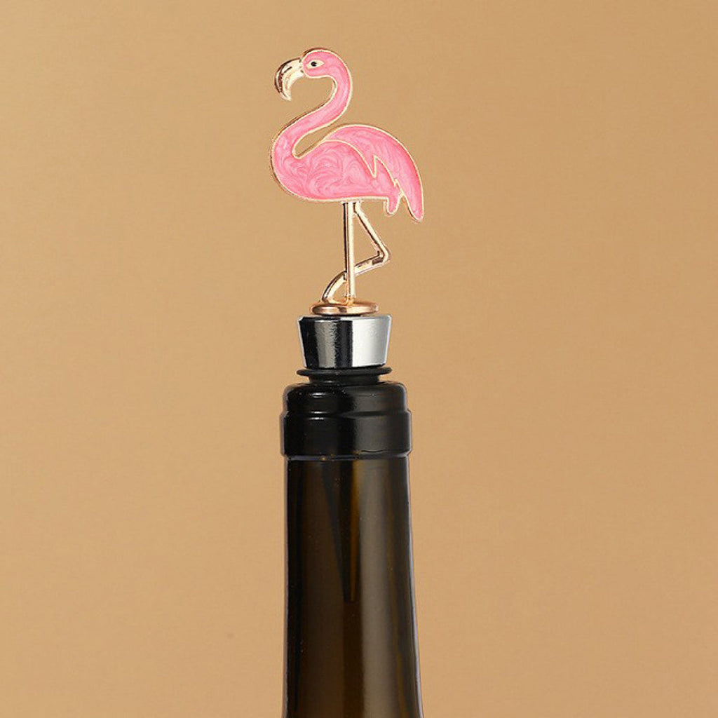 Flamingo Wine Bottle Stopper – Enamel Pink Bird Topper with Airtight Seal - Image 2