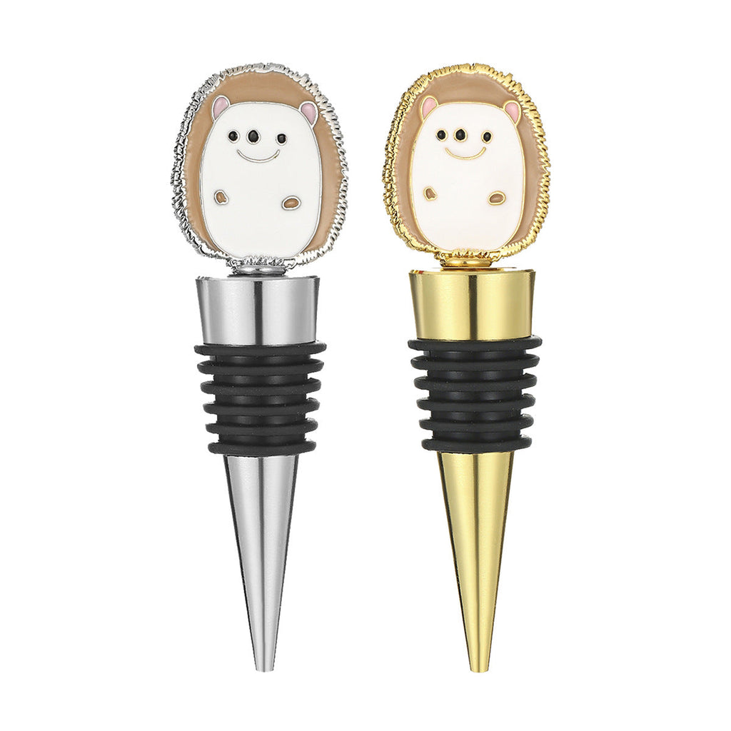 Hedgehog Wine Bottle Stopper – Enamel Animal Topper with Airtight Seal, Gold & Silver - Image 8