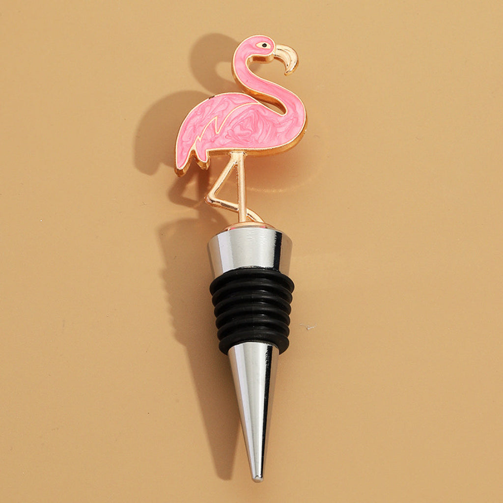Flamingo Wine Bottle Stopper – Enamel Pink Bird Topper with Airtight Seal - Image 1