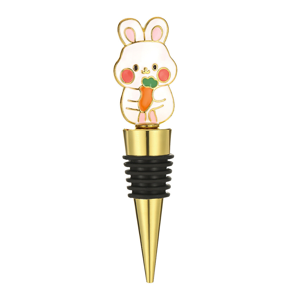 Rabbit Wine Bottle Stopper – Enamel Bunny Topper with Airtight Seal, Gold & Silver - Image 12