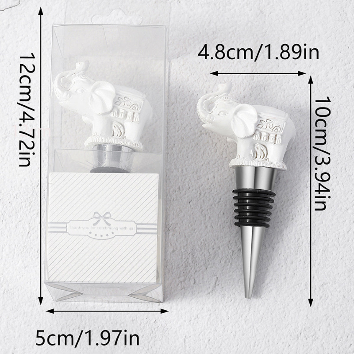 Elephant Wine Bottle Stopper with Gift Box – Resin Animal Topper with Airtight Seal, Gold & White - Image 9