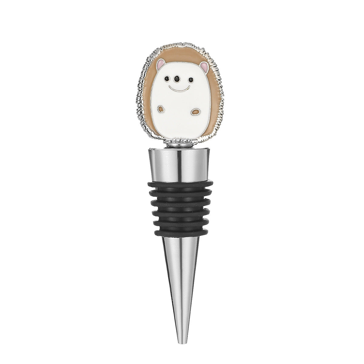 Hedgehog Wine Bottle Stopper – Enamel Animal Topper with Airtight Seal, Gold & Silver - Image 11