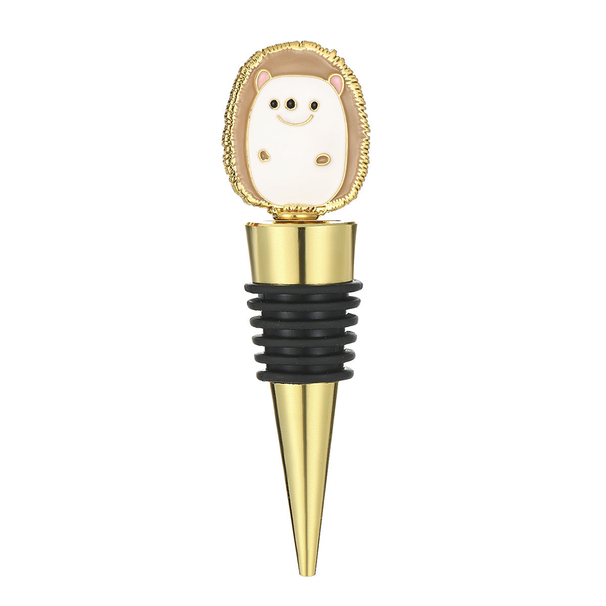Hedgehog Wine Bottle Stopper – Enamel Animal Topper with Airtight Seal, Gold & Silver - Image 10