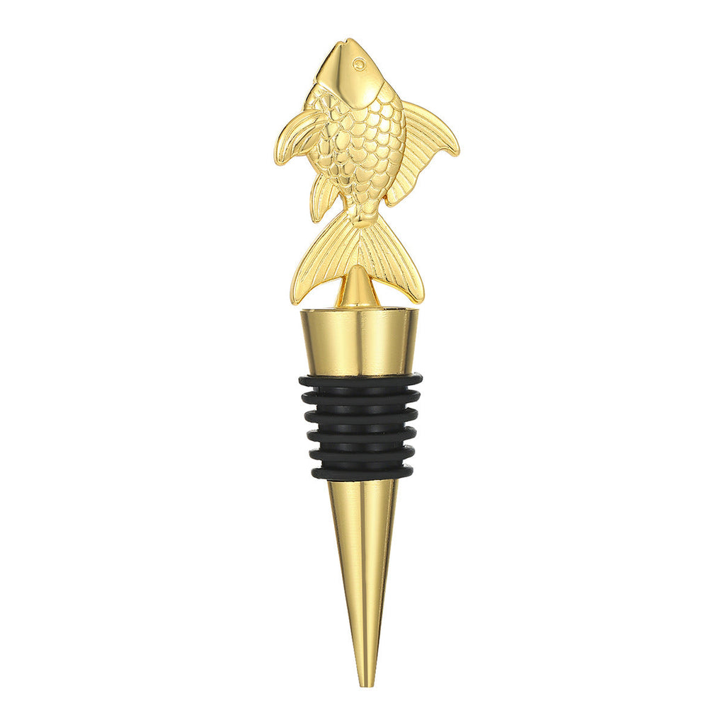 Fish Wine Bottle Stopper – Metal Topper with Scale Detail and Airtight Seal, Gold & Silver - Image 12