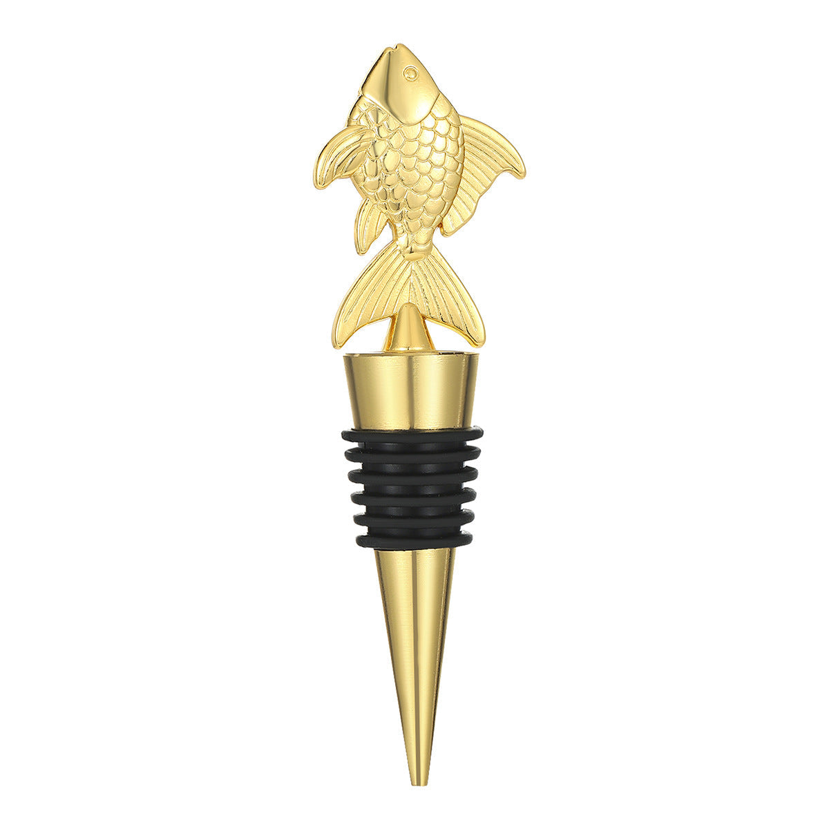 Fish Wine Bottle Stopper – Metal Topper with Scale Detail and Airtight Seal, Gold & Silver - Image 12