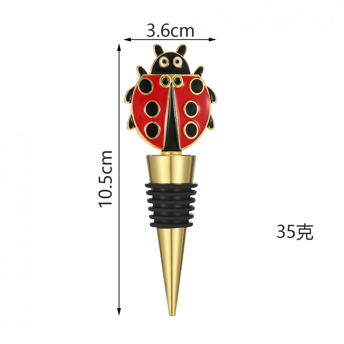 Ladybug Wine Bottle Stopper – Enamel Insect Topper with Airtight Seal, Gold & Silver - Image 6
