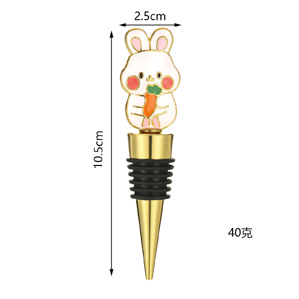 Rabbit Wine Bottle Stopper – Enamel Bunny Topper with Airtight Seal, Gold & Silver - Image 6