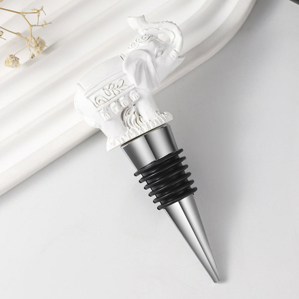 Elephant Wine Bottle Stopper with Gift Box – Resin Animal Topper with Airtight Seal, Gold & White - Image 16