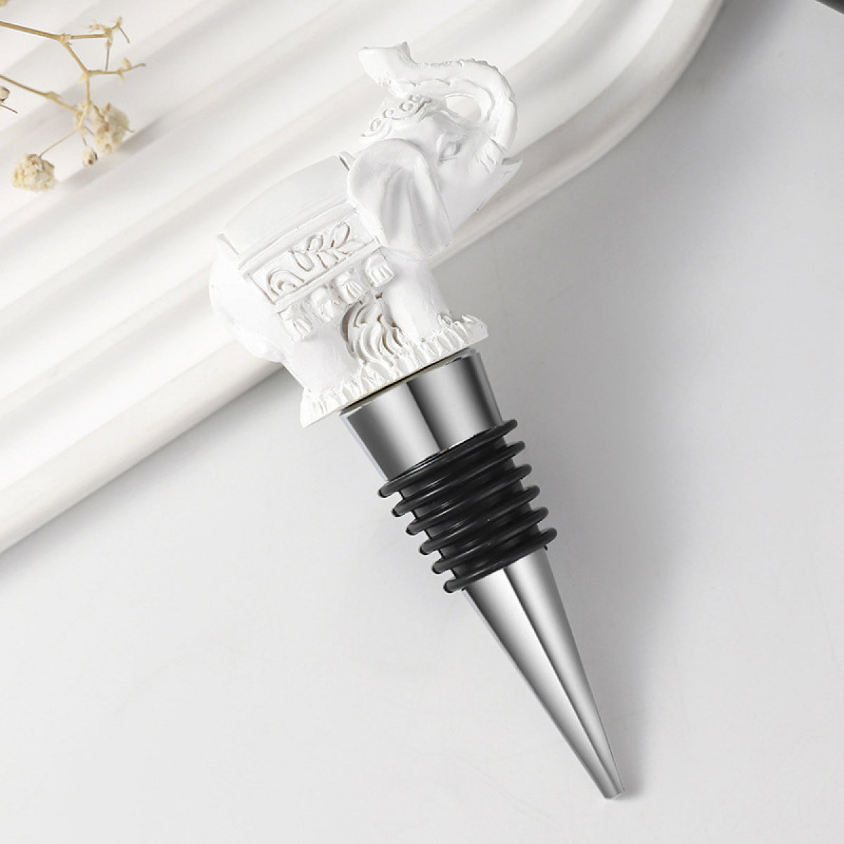 Elephant Wine Bottle Stopper with Gift Box – Resin Animal Topper with Airtight Seal, Gold & White - Image 16