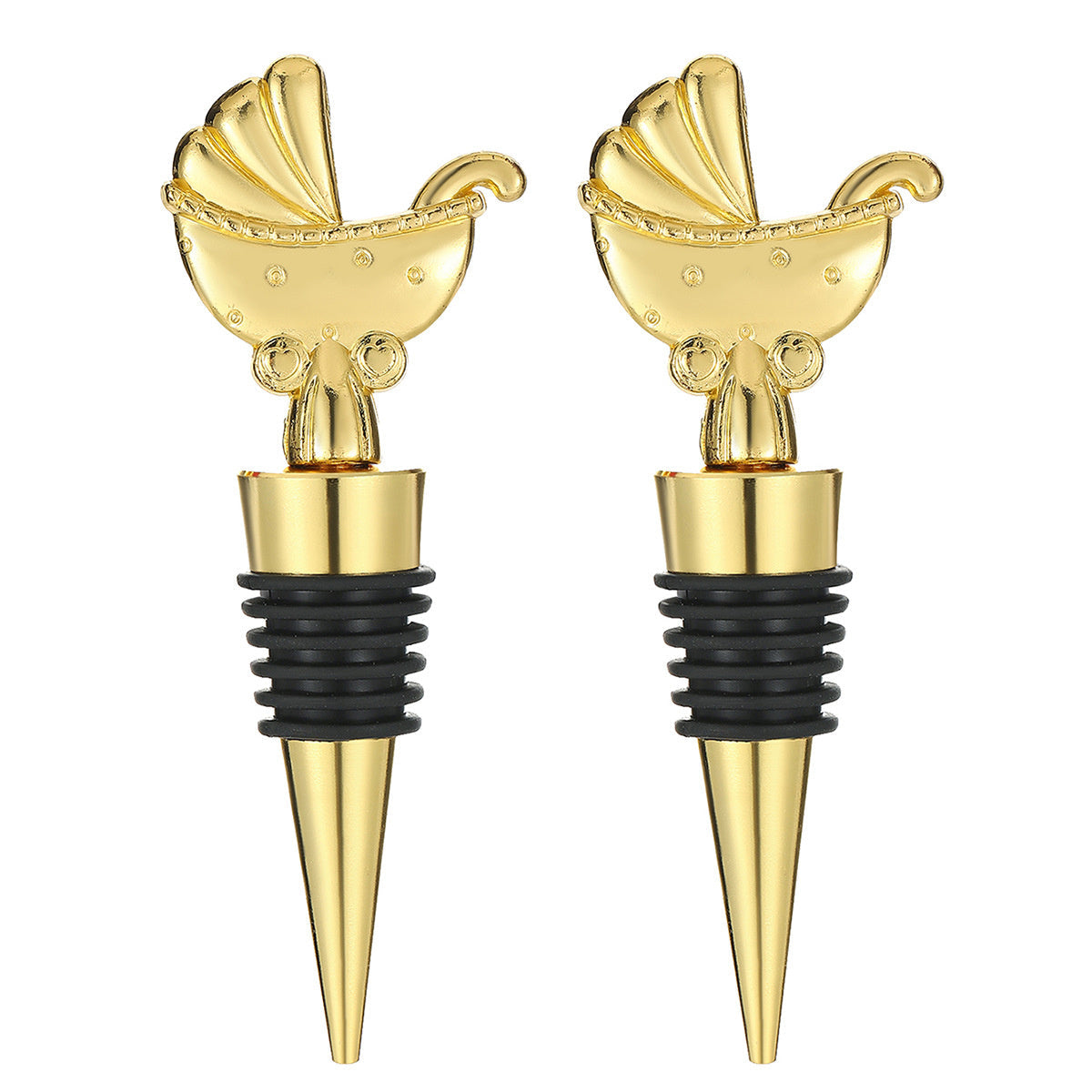 Carriage Wine Bottle Stopper – Gold Metal Decorative Topper with Airtight Seal, Set of 2 - Image 8