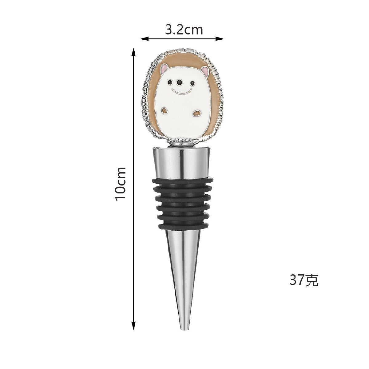 Hedgehog Wine Bottle Stopper – Enamel Animal Topper with Airtight Seal, Gold & Silver - Image 7