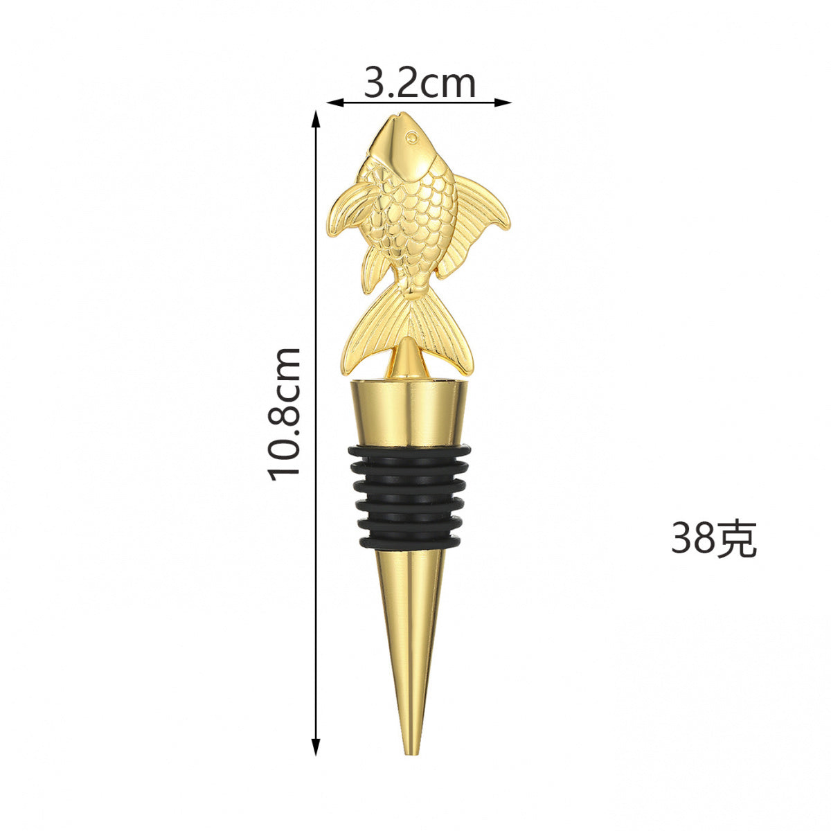 Fish Wine Bottle Stopper – Metal Topper with Scale Detail and Airtight Seal, Gold & Silver - Image 5