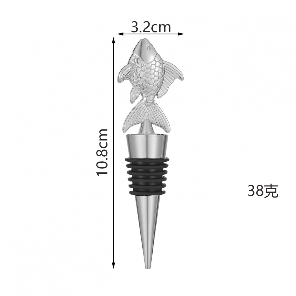 Fish Wine Bottle Stopper – Metal Topper with Scale Detail and Airtight Seal, Gold & Silver - Image 6