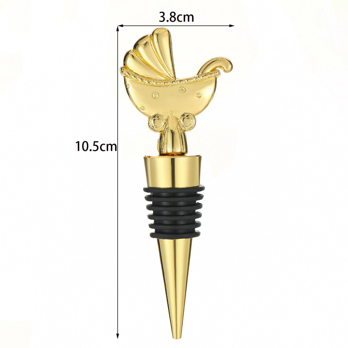 Carriage Wine Bottle Stopper – Gold Metal Decorative Topper with Airtight Seal, Set of 2 - Image 12
