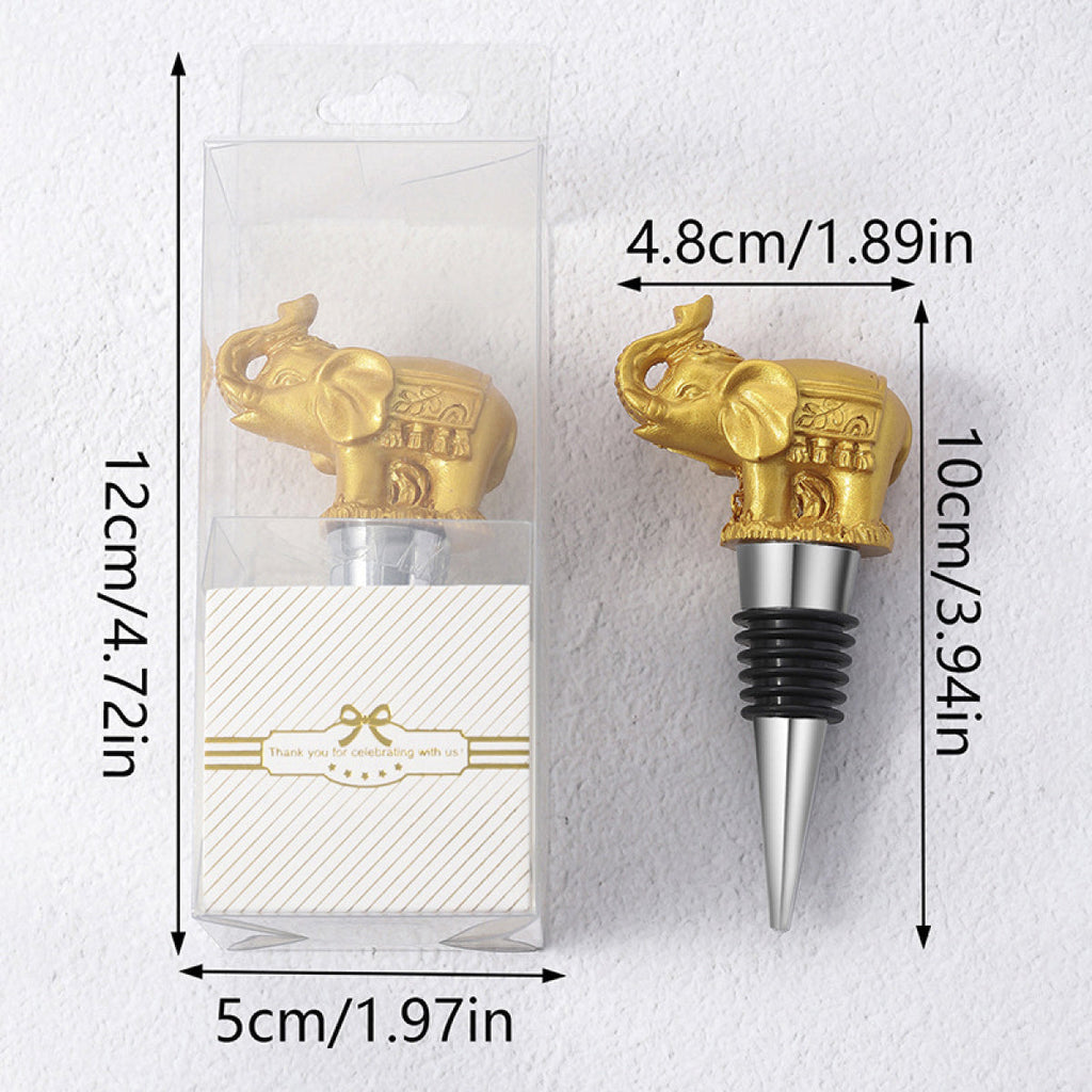 Elephant Wine Bottle Stopper with Gift Box – Resin Animal Topper with Airtight Seal, Gold & White - Image 5
